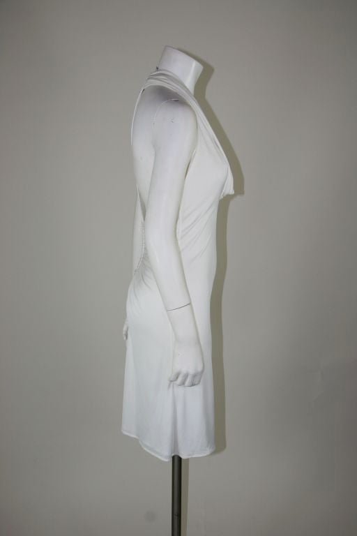 Versace White Backless Cocktail Dress with Leather 1