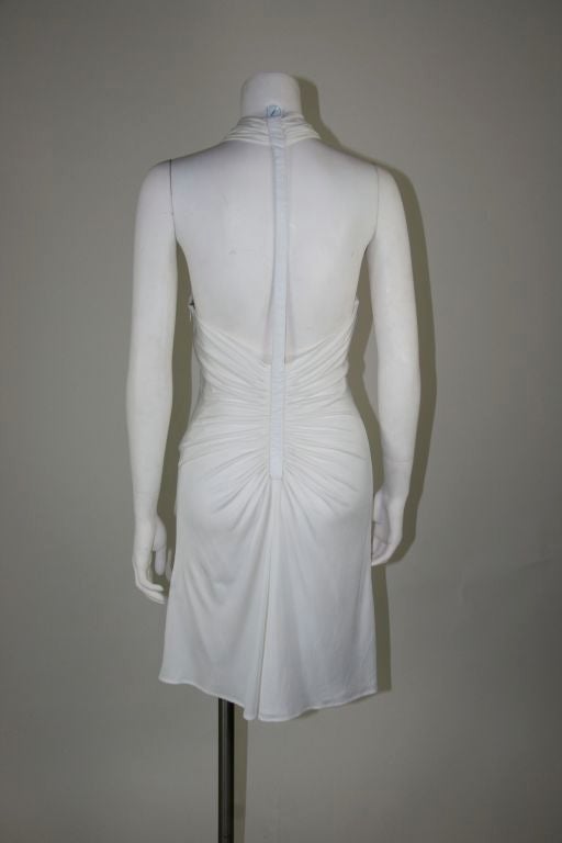 Versace White Backless Cocktail Dress with Leather 3