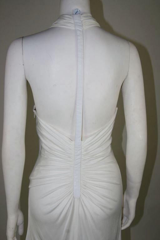 Versace White Backless Cocktail Dress with Leather 2