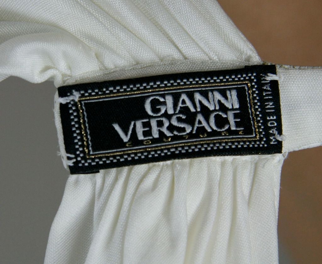 Versace White Backless Cocktail Dress with Leather 6