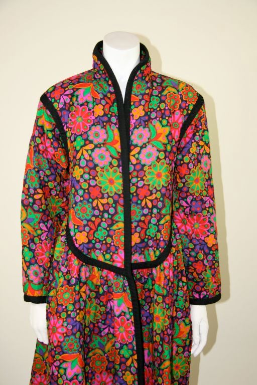 Women's YSL Multi Colored Quilted Coat with Braided Trim