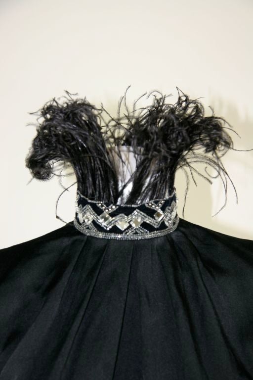 Women's Givenchy Black Gown with Stand Up Ostrich Feathers