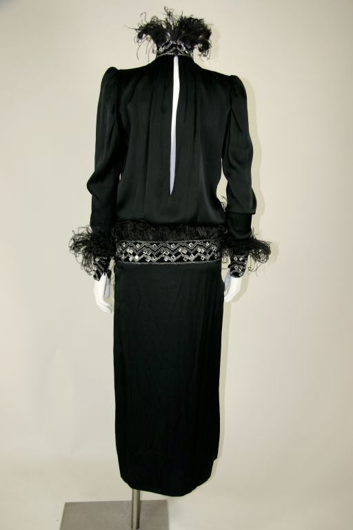 Givenchy Black Gown with Stand Up Ostrich Feathers 2
