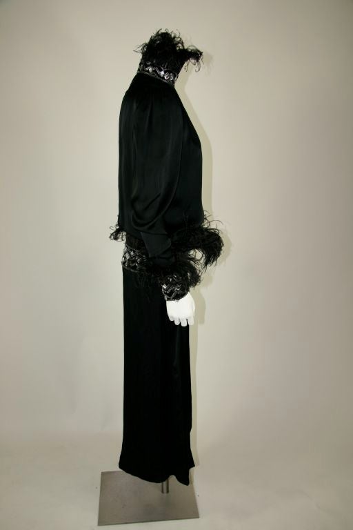 Givenchy Black Gown with Stand Up Ostrich Feathers 4