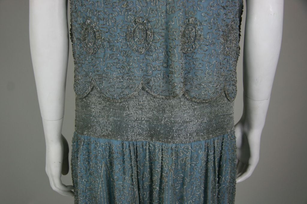 Women's 1920s Baby Blue Beaded Flapper Dress