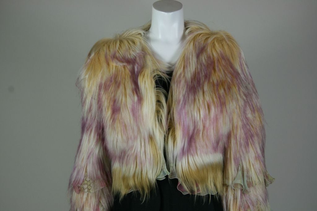 Ungaro Pastel Goat Fur Jacket with Chiffon detail