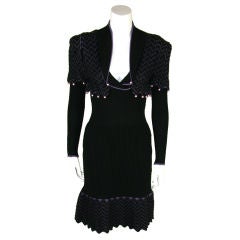 Zandra Rhodes Black & Purple Knit Dress