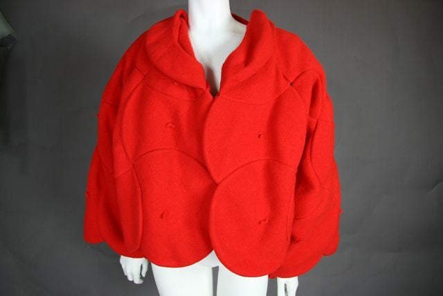 Castelbajac Red Felt Beret Coat 3