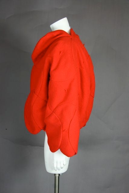 Castelbajac Red Felt Beret Coat 1
