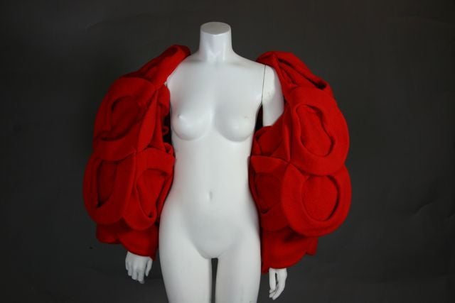Women's Castelbajac Red Felt Beret Coat