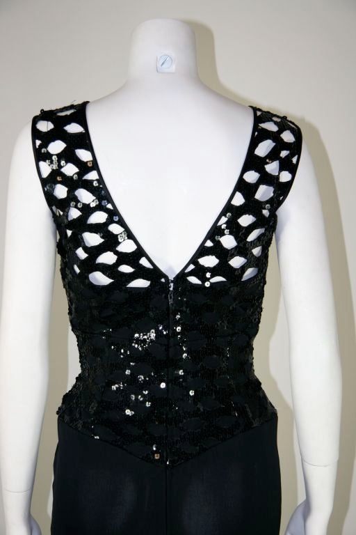 Vicky Tiel Black 1980s Sequined Peak-a-boo Cocktail Dress For Sale 3