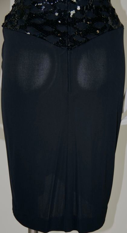 Vicky Tiel Black 1980s Sequined Peak-a-boo Cocktail Dress For Sale 4