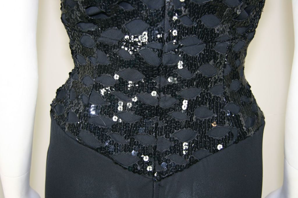 Vicky Tiel Black 1980s Sequined Peak-a-boo Cocktail Dress For Sale 5