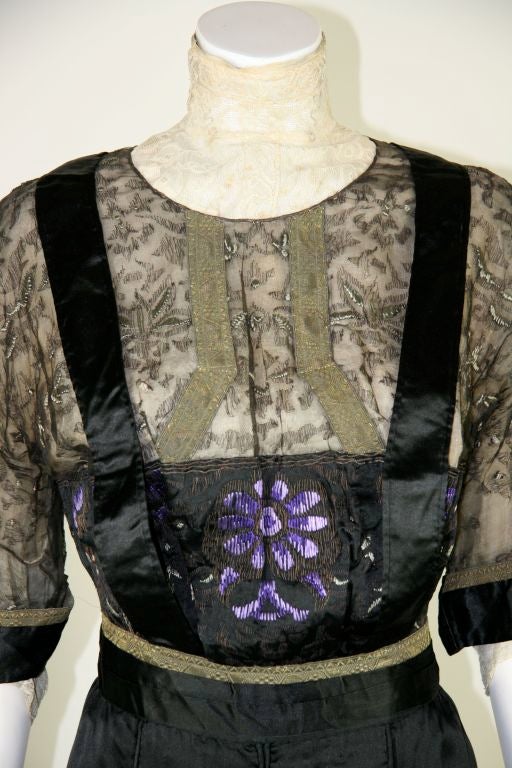 3 Piece Classic Edwardian Black Satin Ensemble