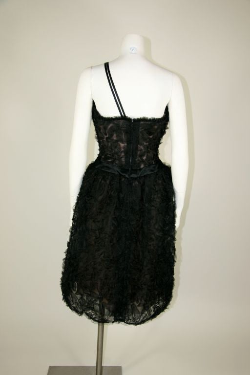 Women's Christian Dior 1960s Black Tulle Soutache Cocktail Dress with Shawl For Sale