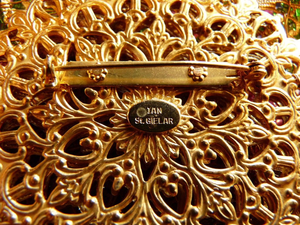 Ian St. Gielar 1990s HUGE Beaded Flower Brooch For Sale 2