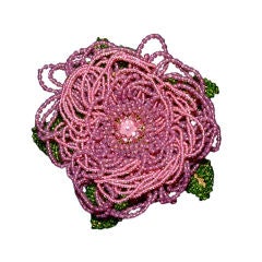 Ian St. Gielar 1990s HUGE Beaded Flower Brooch