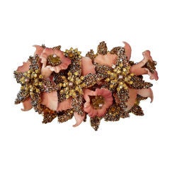 Retro Stanley Hagler Pink Floral Bouquet Brooch