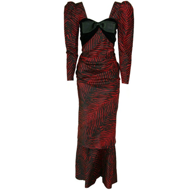 Givenchy Zebra Print Red & Black Gown For Sale