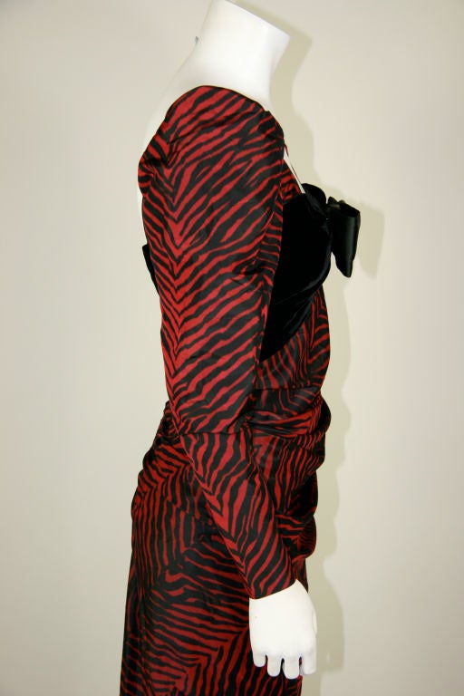 Women's Givenchy Zebra Print Red & Black Gown For Sale