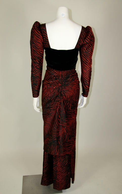 Givenchy Zebra Print Red & Black Gown For Sale 1
