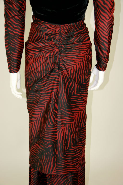 Givenchy Zebra Print Red & Black Gown For Sale 2