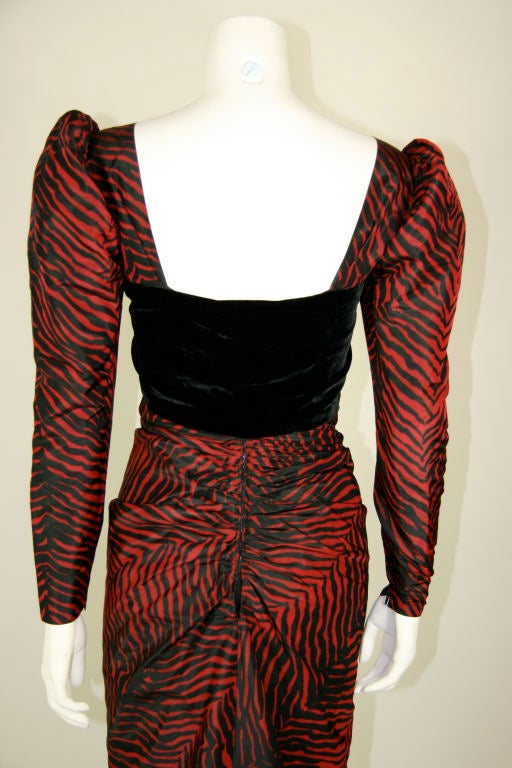 Givenchy Zebra Print Red & Black Gown For Sale 3