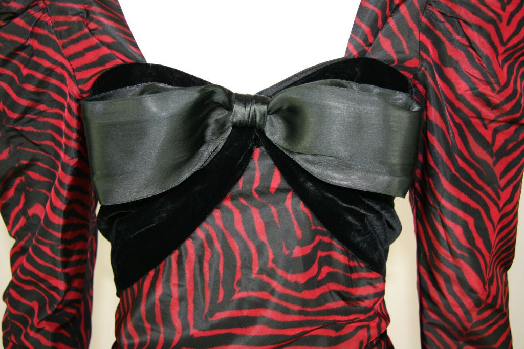 Givenchy Zebra Print Red & Black Gown For Sale 5