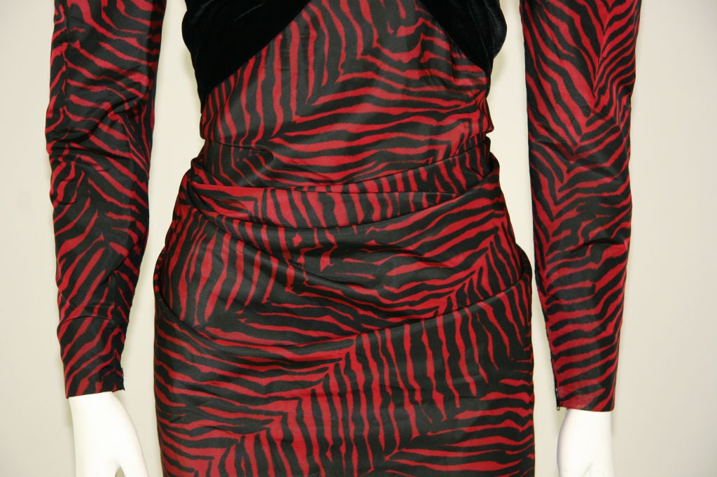 Givenchy Zebra Print Red & Black Gown For Sale 6