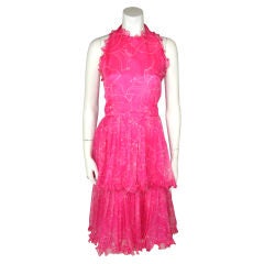 Valentino Pink Chiffon Halter Neck Cocktail Dress with Shawl