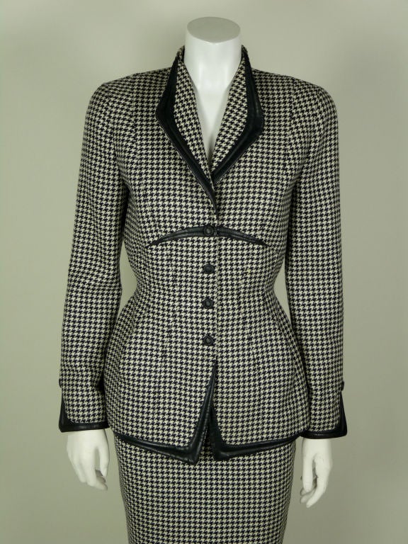 Women's Mugler Houndstooth Skirt Suit For Sale