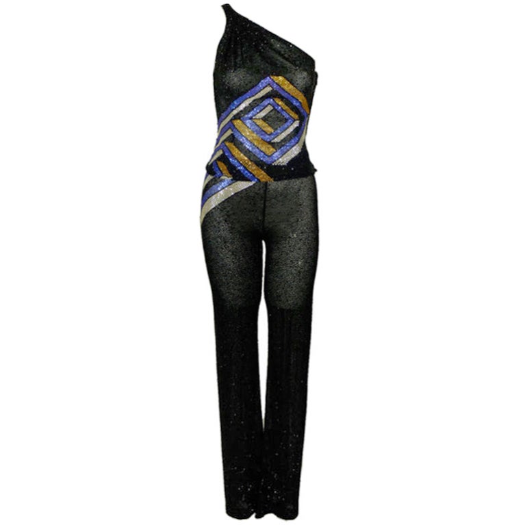 Versace Beaded Asymmetrical Pant Suit For Sale