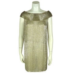 Norell Ivory Beaded Cocktail Shift Dress