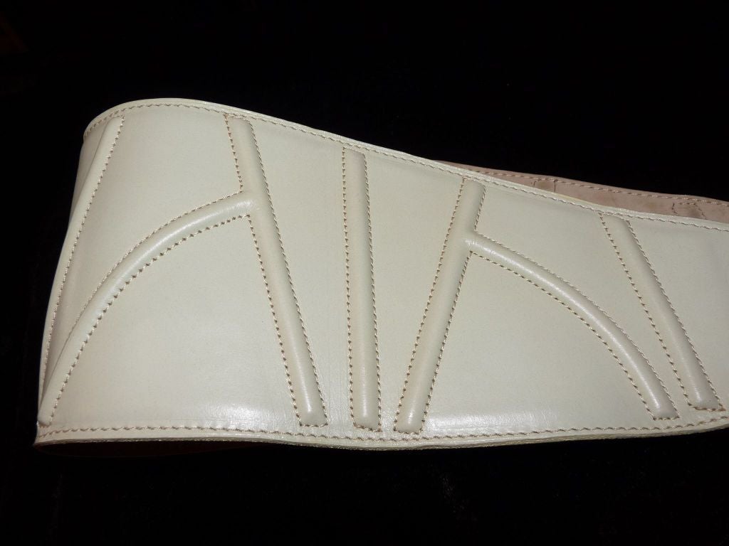 Alaia Wide White Leather Corset Belt at 1stdibs