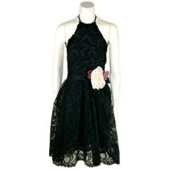 Vintage Donald Brooks Lace Halter Cockatil Dress