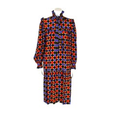 YSL Silk Polka Dot Peasant Dress