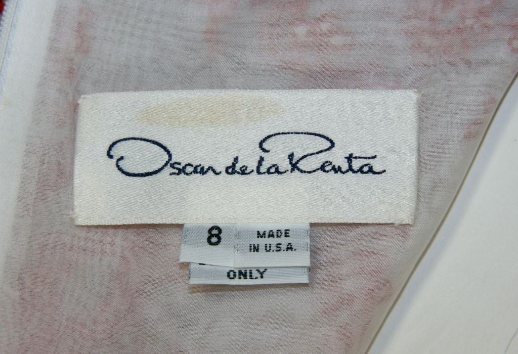 Oscar de la Renta White Organza Gown w/Red Embroidery 7
