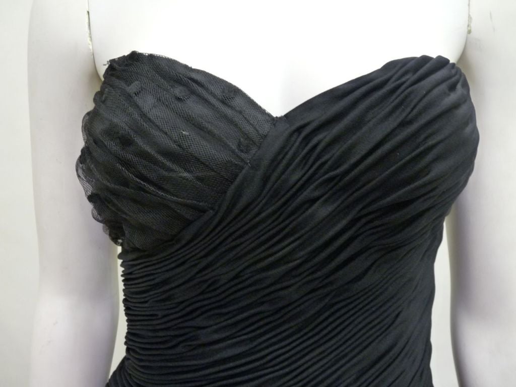 Azzaro 1980s Black Silk Strapless Cocktail Dress In Excellent Condition For Sale In Los Angeles, CA