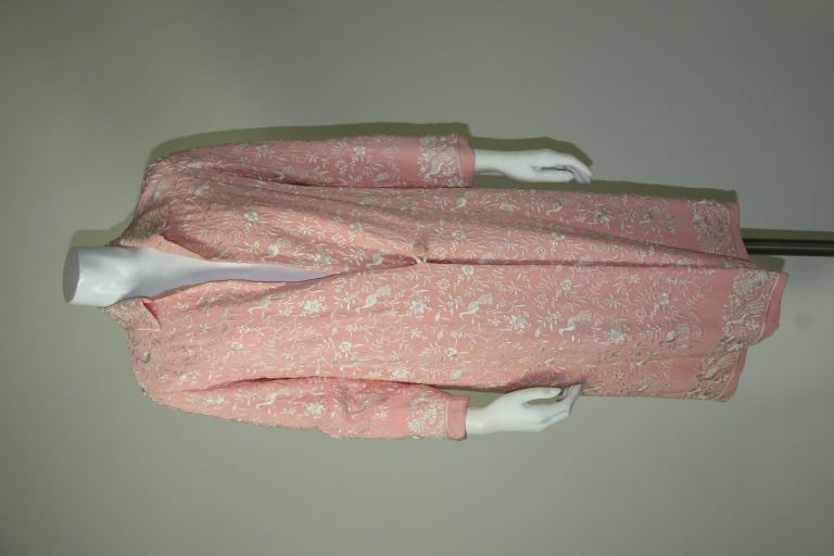 1920s Pink Crepe Embroidered Coat