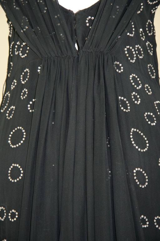 1930s Black Chiffon Gown and Scarf with Rhinestones. 7