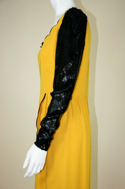 Orange Valentino Couture 1980s Yellow Silk Crêpe Gown For Sale