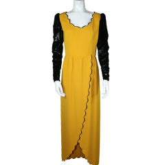 Valentino Couture 1980s Yellow Silk Crêpe Gown