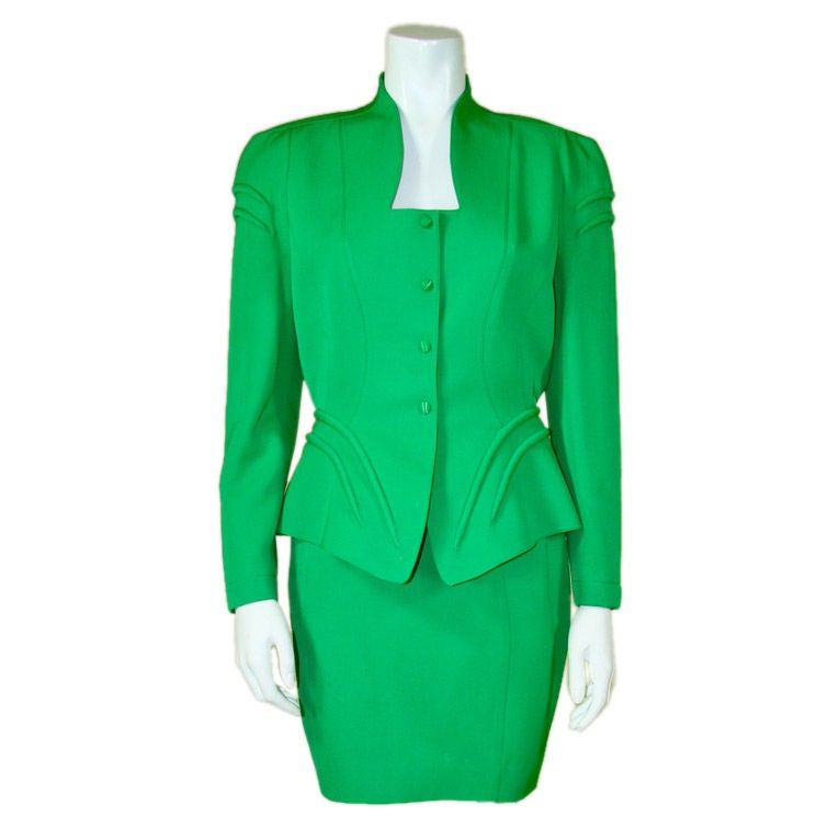 Mugler Green Skirt Suit For Sale