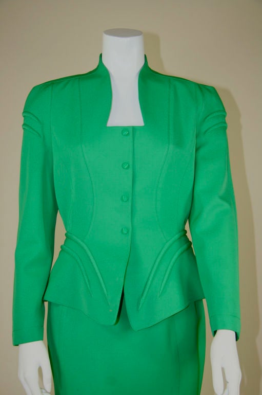 Mugler Green Skirt Suit For Sale 5