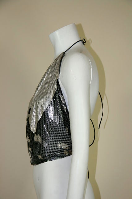 Women's Whiting and Davis 2-Tone Mesh Top with Leaf Design