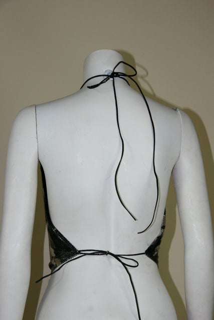 Whiting and Davis 2-Tone Mesh Top with Leaf Design 1