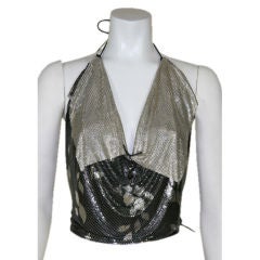 Whiting and Davis 2-Tone Mesh Top with Leaf Design