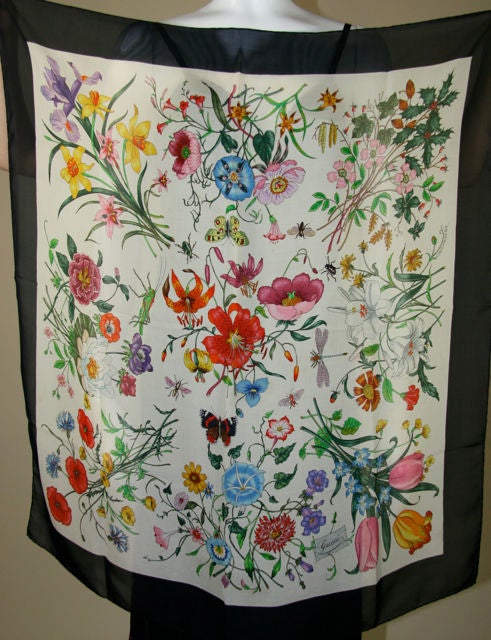 Gucci Floral Silk Scarf For Sale 4