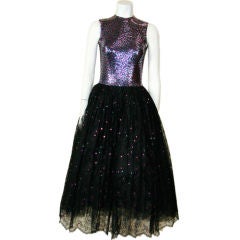 Norell (Attributed) Black Lace & Sequined Cocktail Dress
