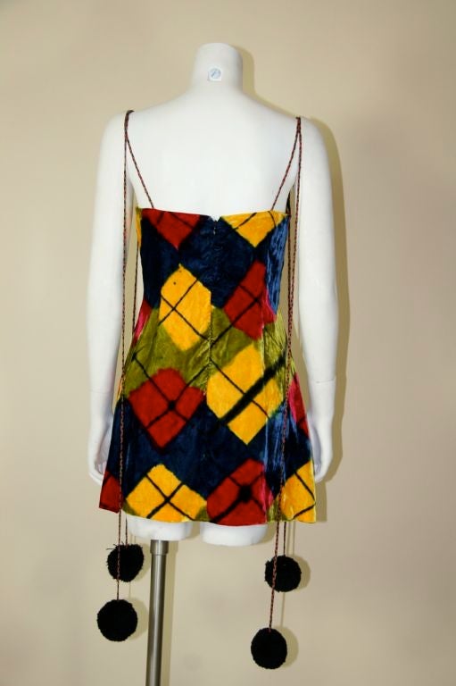 Women's Todd Oldham Harlequin Inspired Print Velvet Mini Dress